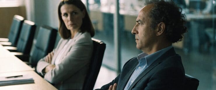 Zakenpartners in conflict in een boardroom