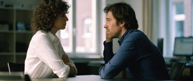 Twee collega's in een arbeidsconflict aan de vergadertafel